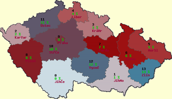 Náhled generované mapy - ČR Kraje